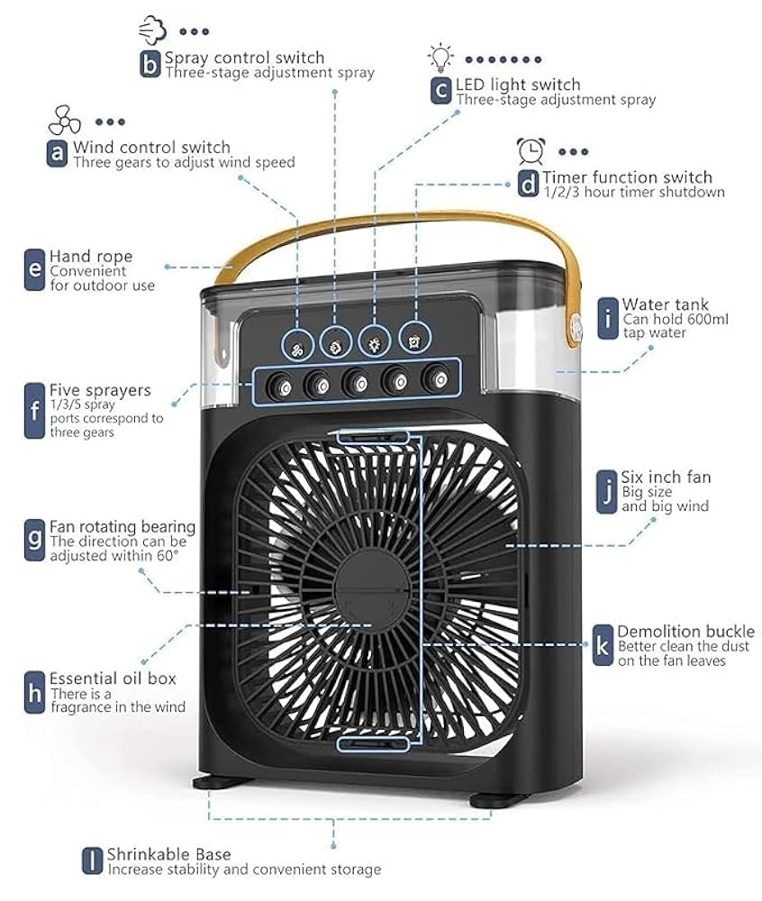 USB Electric Air Cooler with Water Mist Spray - shipkart